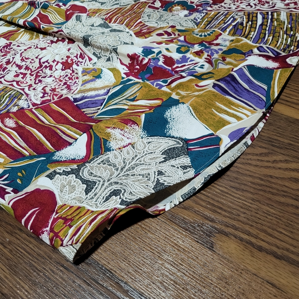 Vintage 80s HENRY GRETHEL Floral ABSTRACT Paisley Print Button-up Collared Shirt - Picture 2 of 15